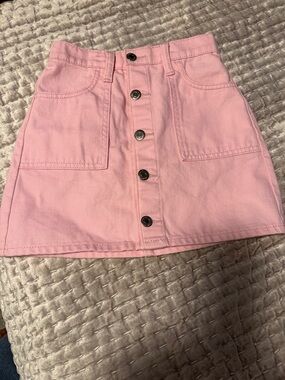 Old Navy Pink Button-Front A-Line Mini Skirt